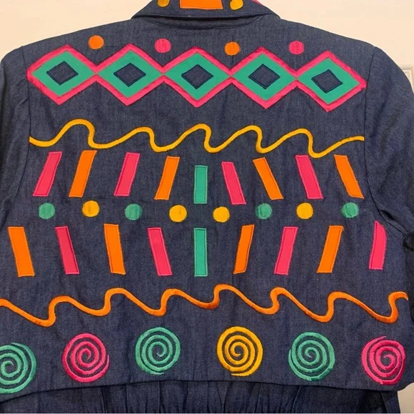 Vintage Bouillabaisse 2 in 1 Multi Color Size 12 Denim Dress.             2908-V - Picture 8 of 10